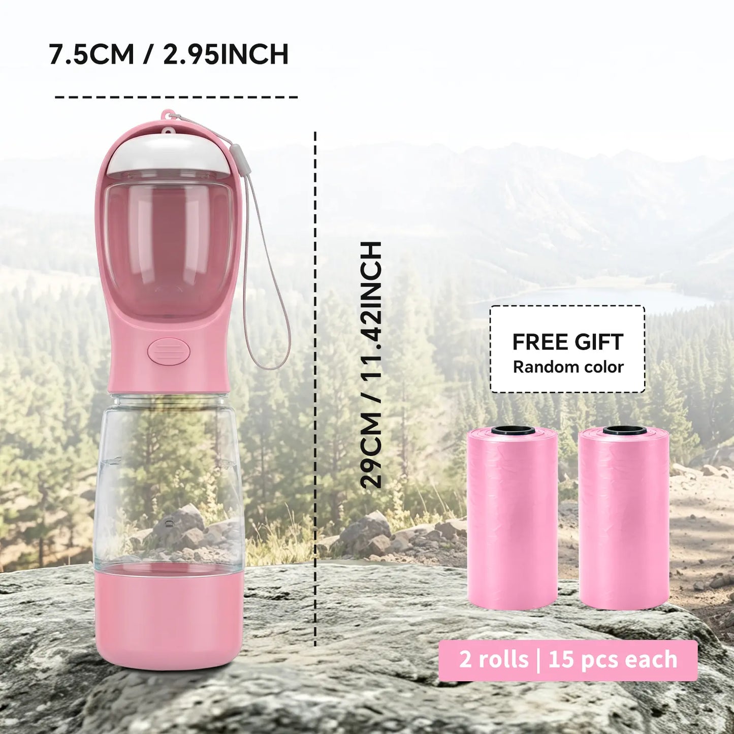 Premium 3-in-1 Portable Dog Water Bottle with Integrated Food Container and Waste Bag Dispenser - Ideal for Hiking and Walking