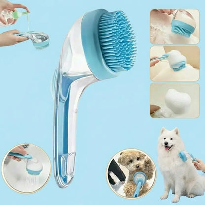 2026 2-in-1 Pet Bath Brush and Soap Dispenser - Premium Soft Silicone Grooming Tool for Dogs and Cats