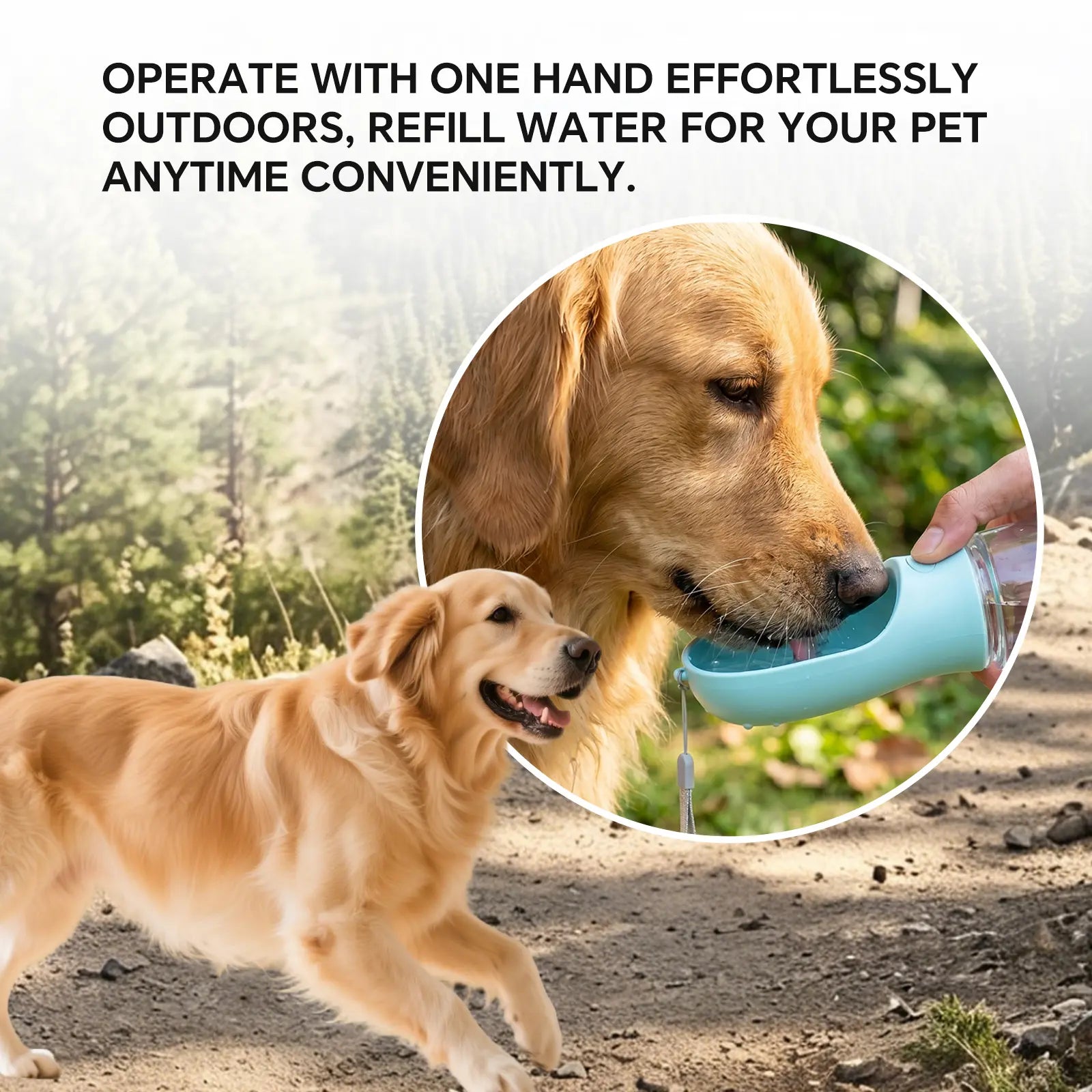 Premium 3-in-1 Portable Dog Water Bottle with Integrated Food Container and Waste Bag Dispenser - Ideal for Hiking and Walking