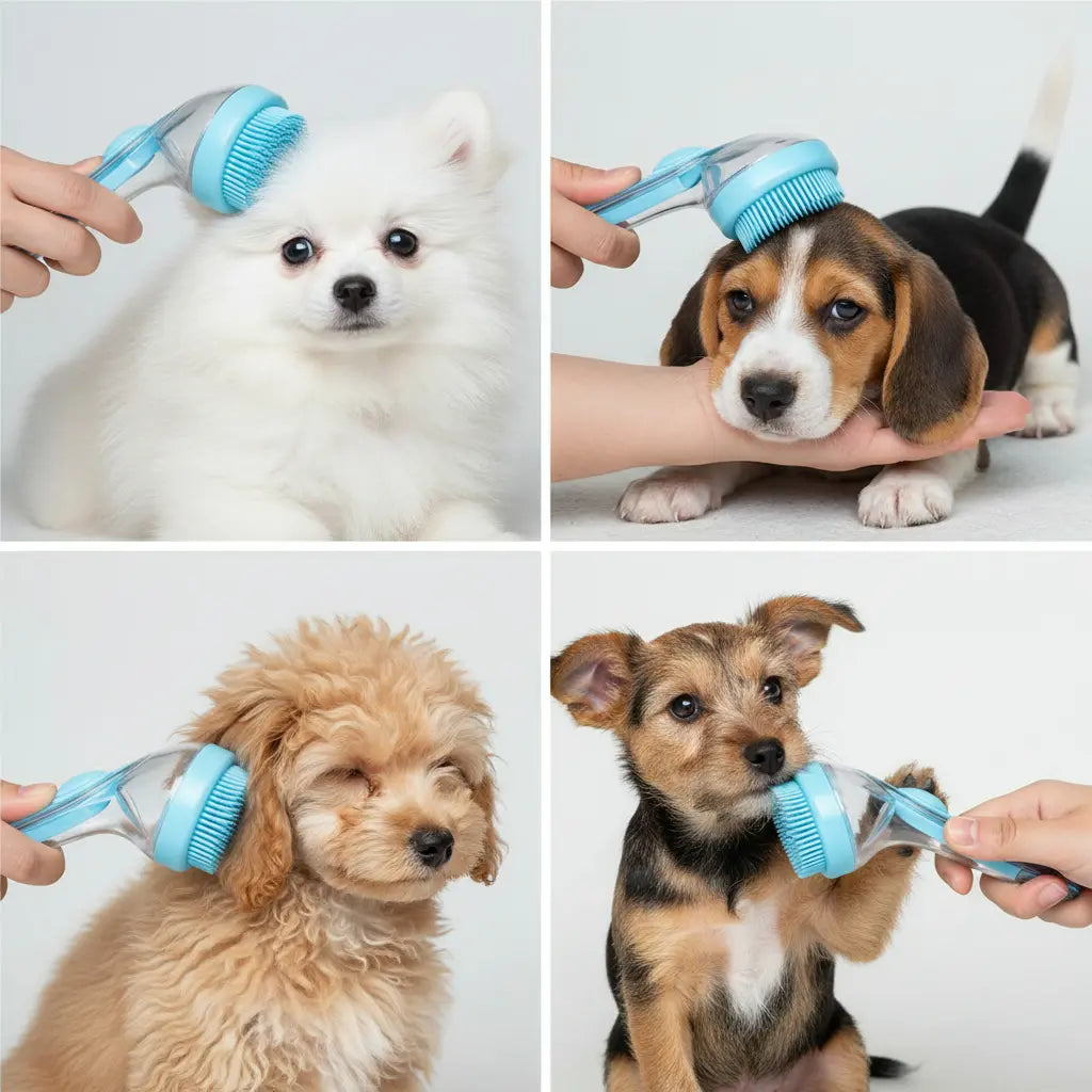 2026 2-in-1 Pet Bath Brush and Soap Dispenser - Premium Soft Silicone Grooming Tool for Dogs and Cats