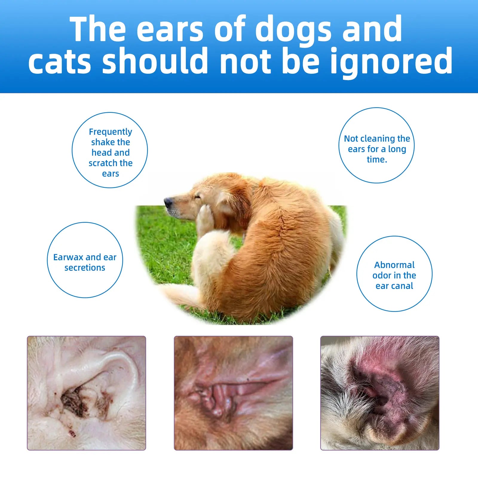 Gentle Pet Ear Cleanser - The Premier Odor-Free Solution for Dogs and Cats