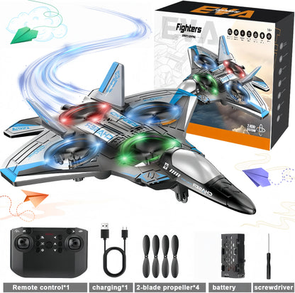 Durable EVA Foam RC Flying Toy Fighter Jet with Multiple Modes, Adjustable Speed, and Stunt Rotation - Ideal for Summer Activities and Gifting