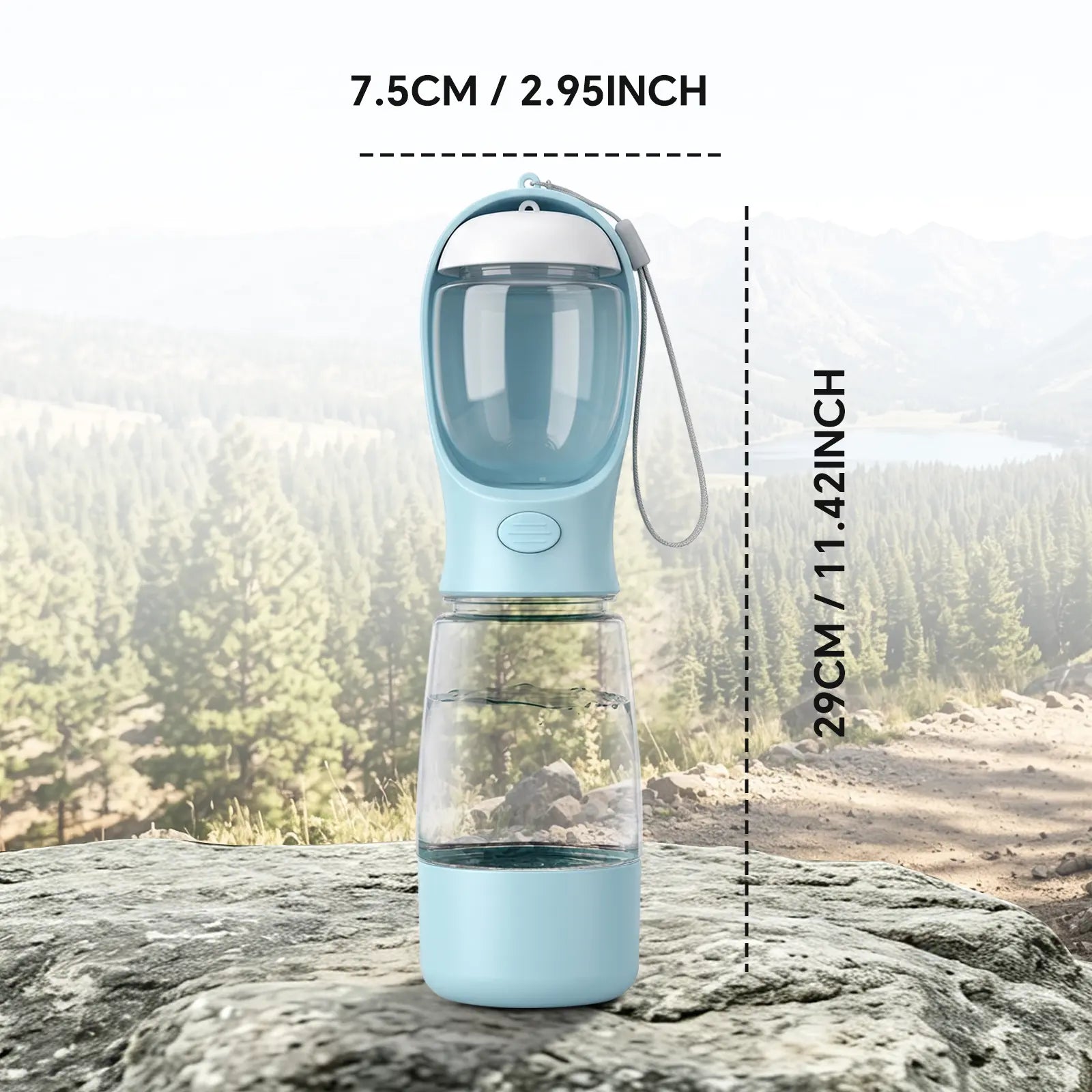 Premium 3-in-1 Portable Dog Water Bottle with Integrated Food Container and Waste Bag Dispenser - Ideal for Hiking and Walking