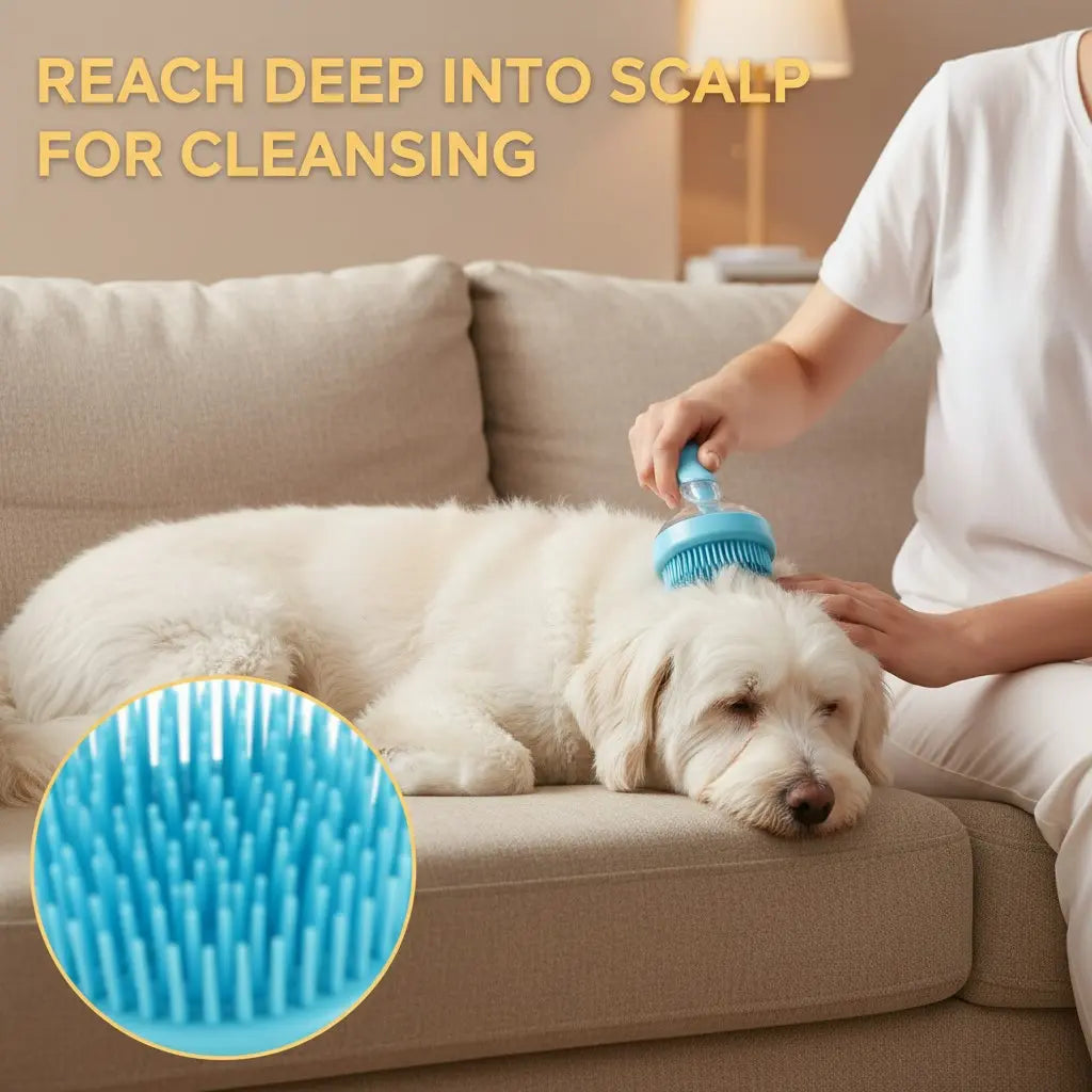 2026 2-in-1 Pet Bath Brush and Soap Dispenser - Premium Soft Silicone Grooming Tool for Dogs and Cats