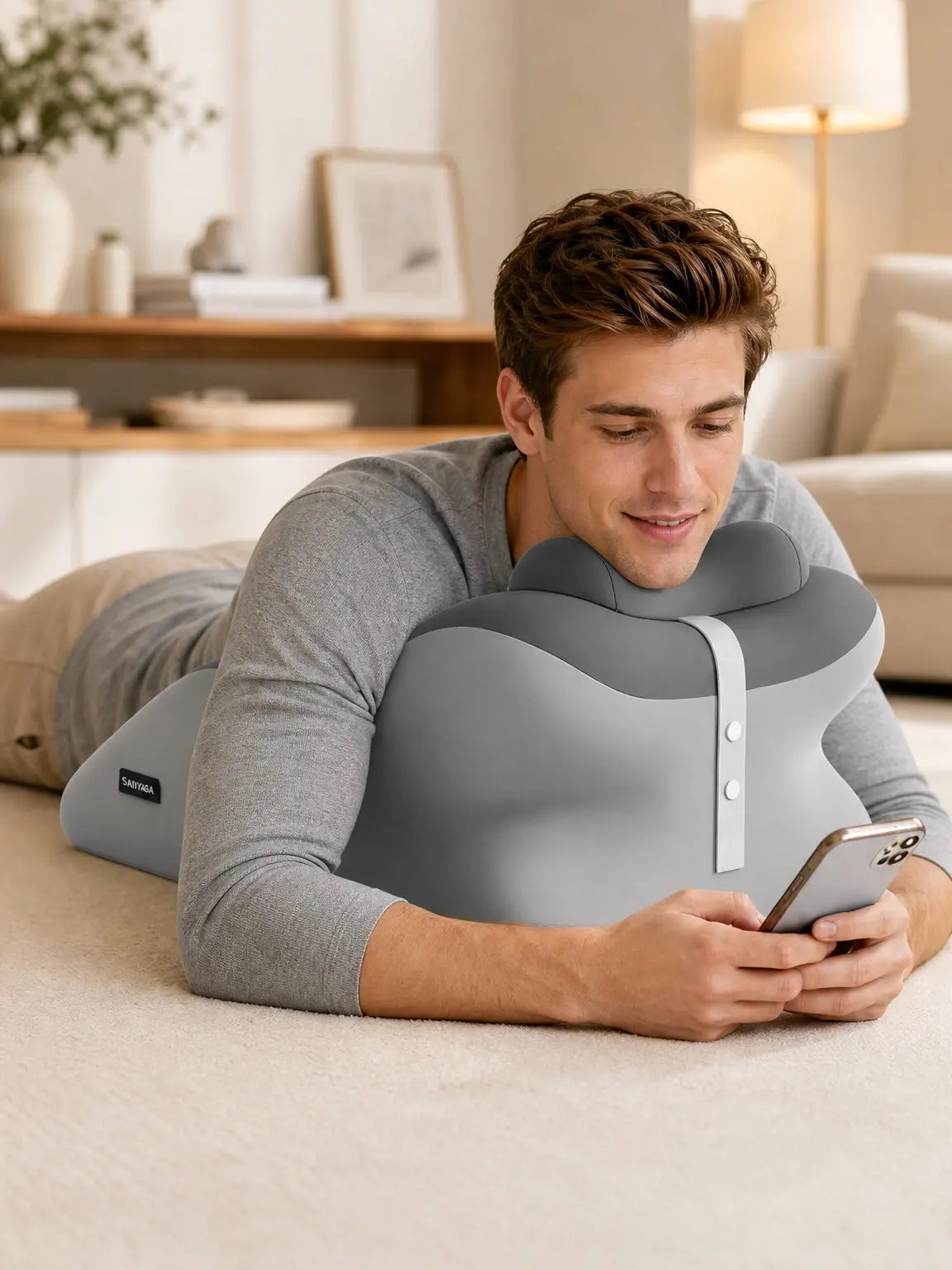 Ergonomic Cooling Fabric Reading Pillow: Premium Memory Foam Support for Enhanced Relaxation and Leisure Activities