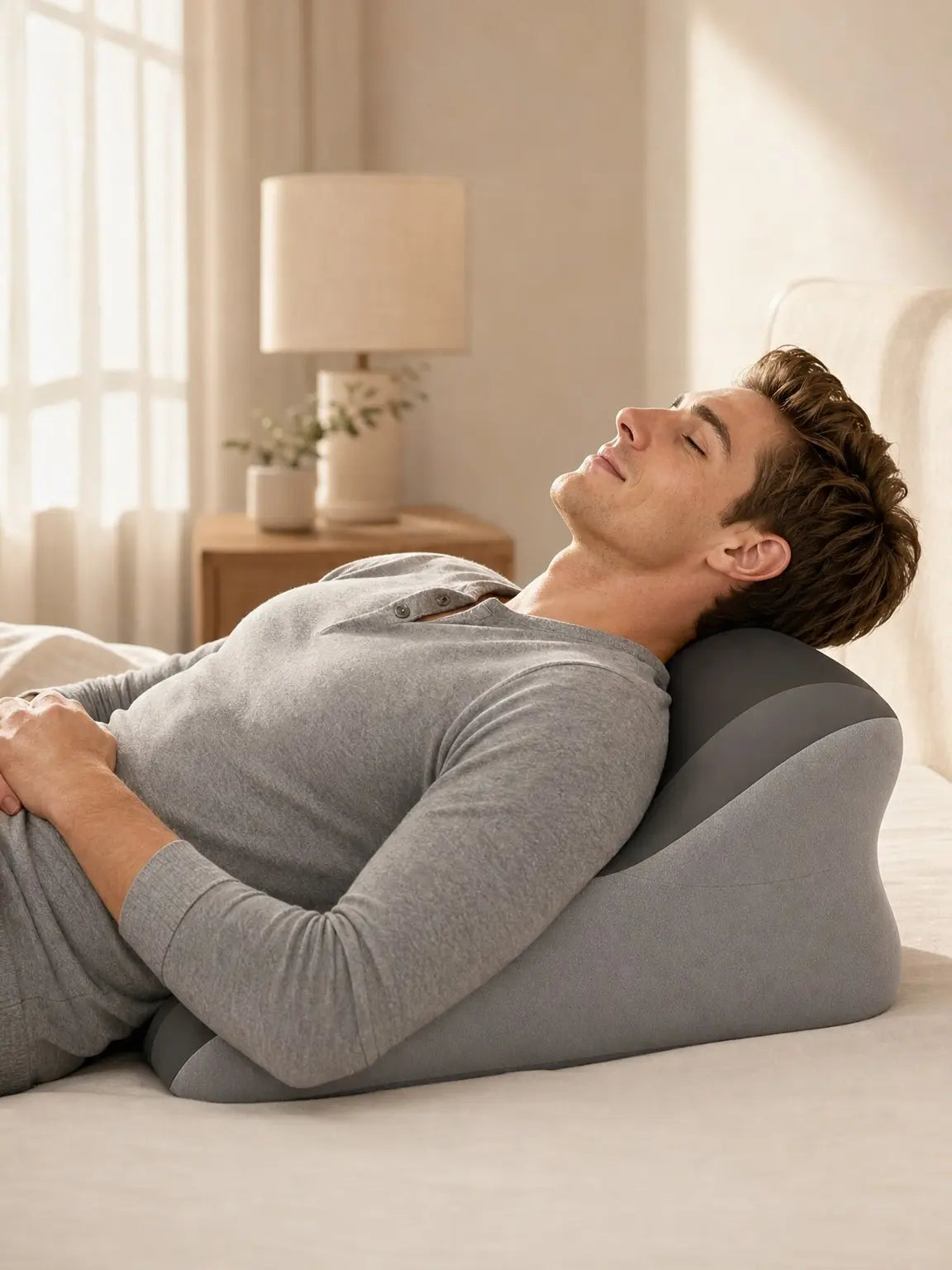 Ergonomic Cooling Fabric Reading Pillow: Premium Memory Foam Support for Enhanced Relaxation and Leisure Activities