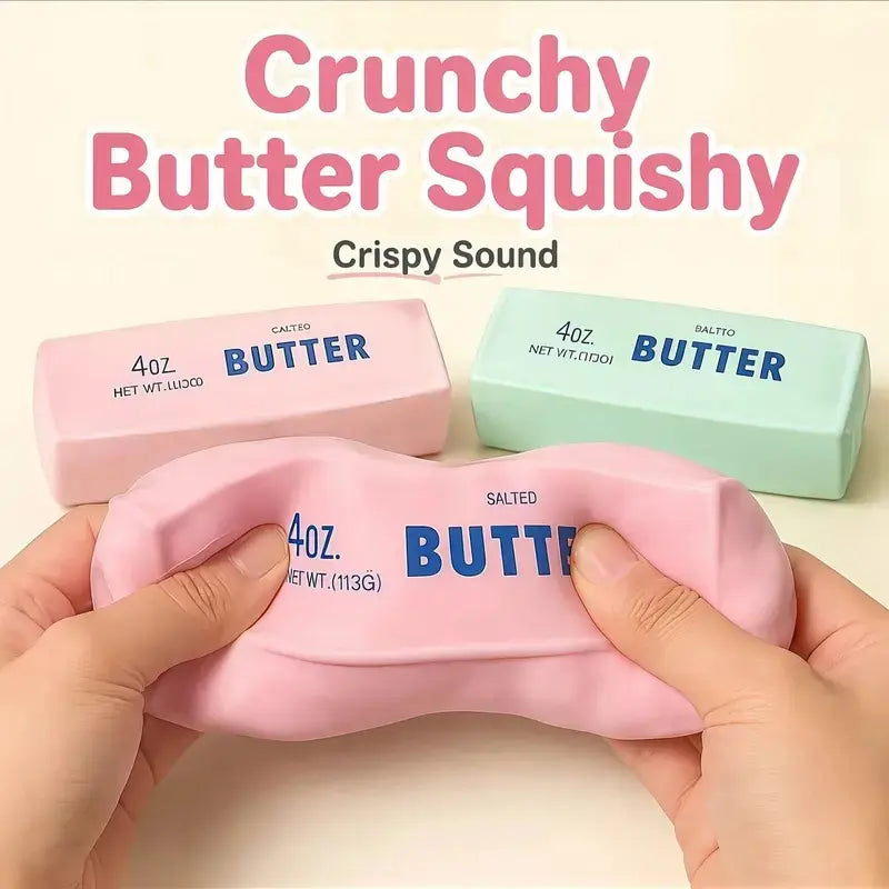 Crunchy Butter Squishy - Colorful Moldable Fidget Toy for Stress Relief and Enjoyment