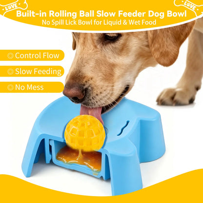 Silicone Slow Feeder Bowl for Dogs - Interactive Non-Skid Design for Liquid Treats, 3/4 Cup Capacity, Ideal for Anxiety Relief and Mess-Free Feeding (Blue) - Mid-Year Promotion