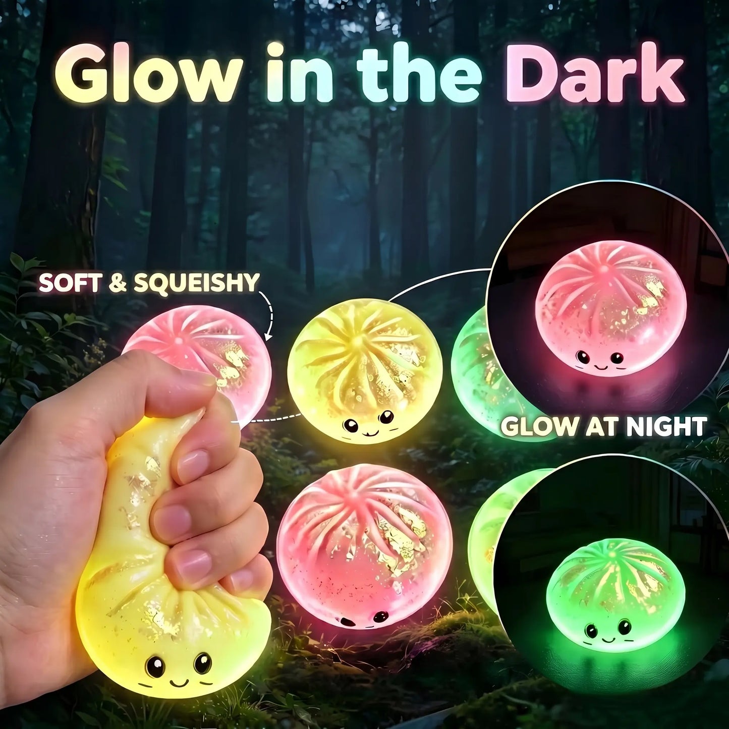 Luminous Dumpling-Shaped Stress Relief Squishy Toy - Soft, Realistic, and Ideal for All Ages