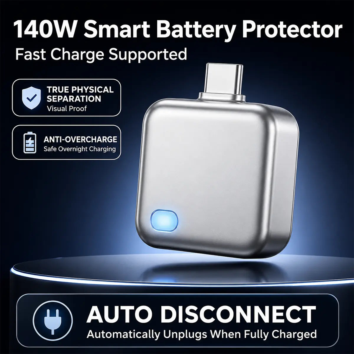 Revolutionary 140W Type-C Battery Guard: Automatic Charging with Smart Auto-Stop & Anti-Overcharge Protection for All Your Devices
