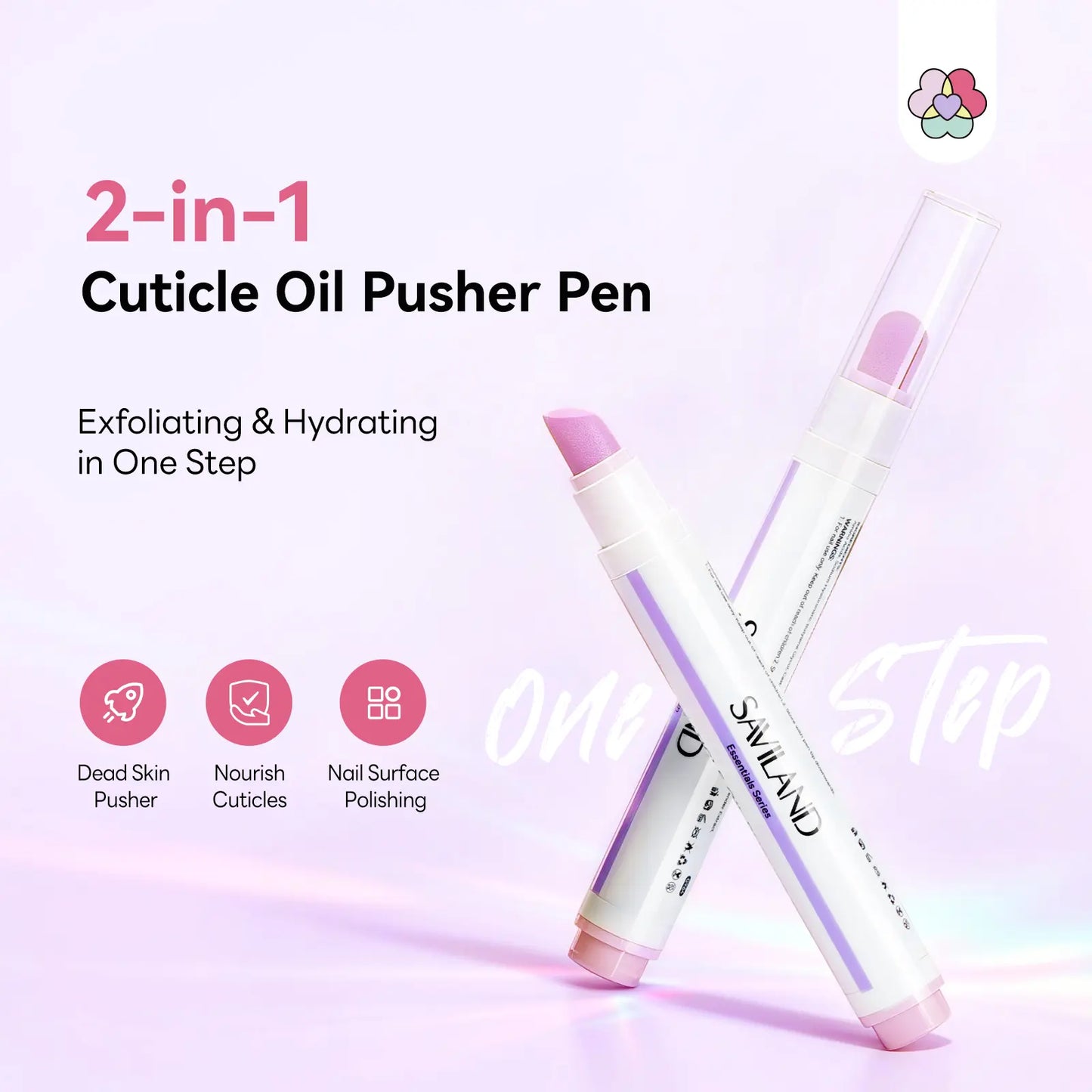 SAVILAND Cuticle Remover Pen Set: 2 Ceramic Cuticle Pushers and 4.5ml Nourishing Cuticle Oil for Enhanced Moisturization and Strengthening
