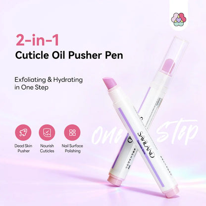 SAVILAND Cuticle Remover Pen Set: 2 Ceramic Cuticle Pushers and 4.5ml Nourishing Cuticle Oil for Enhanced Moisturization and Strengthening