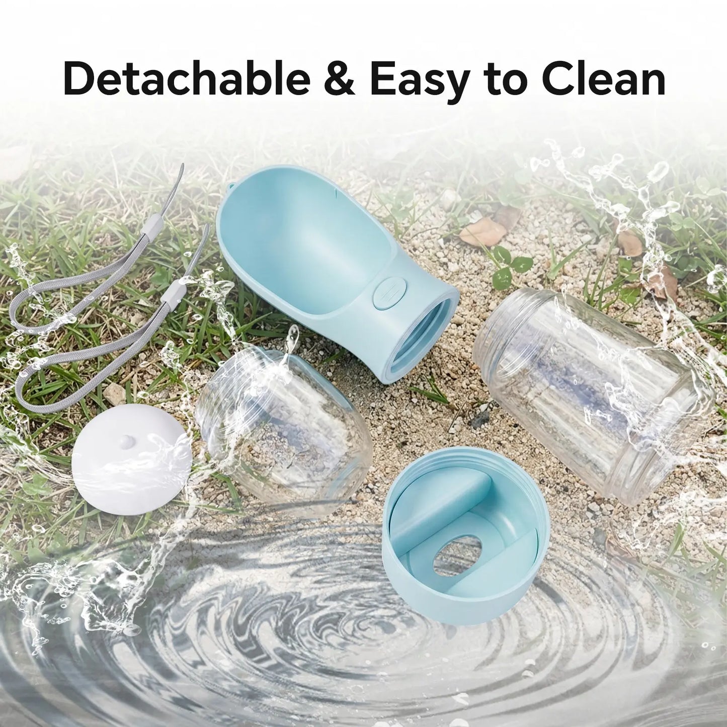 Premium 3-in-1 Portable Dog Water Bottle with Integrated Food Container and Waste Bag Dispenser - Ideal for Hiking and Walking