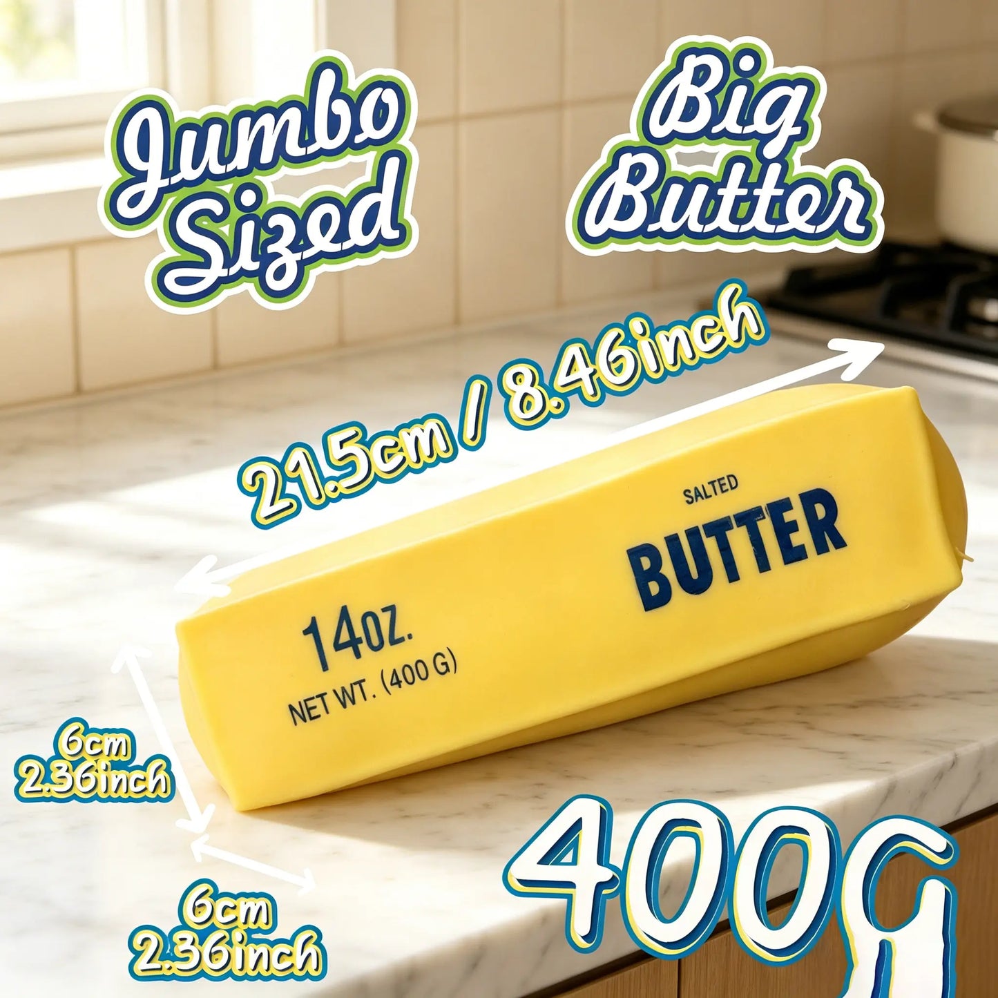 Butter Squishy Stick - TPR & EVA Stress Relief Squeeze Toy Available in Multiple Sizes