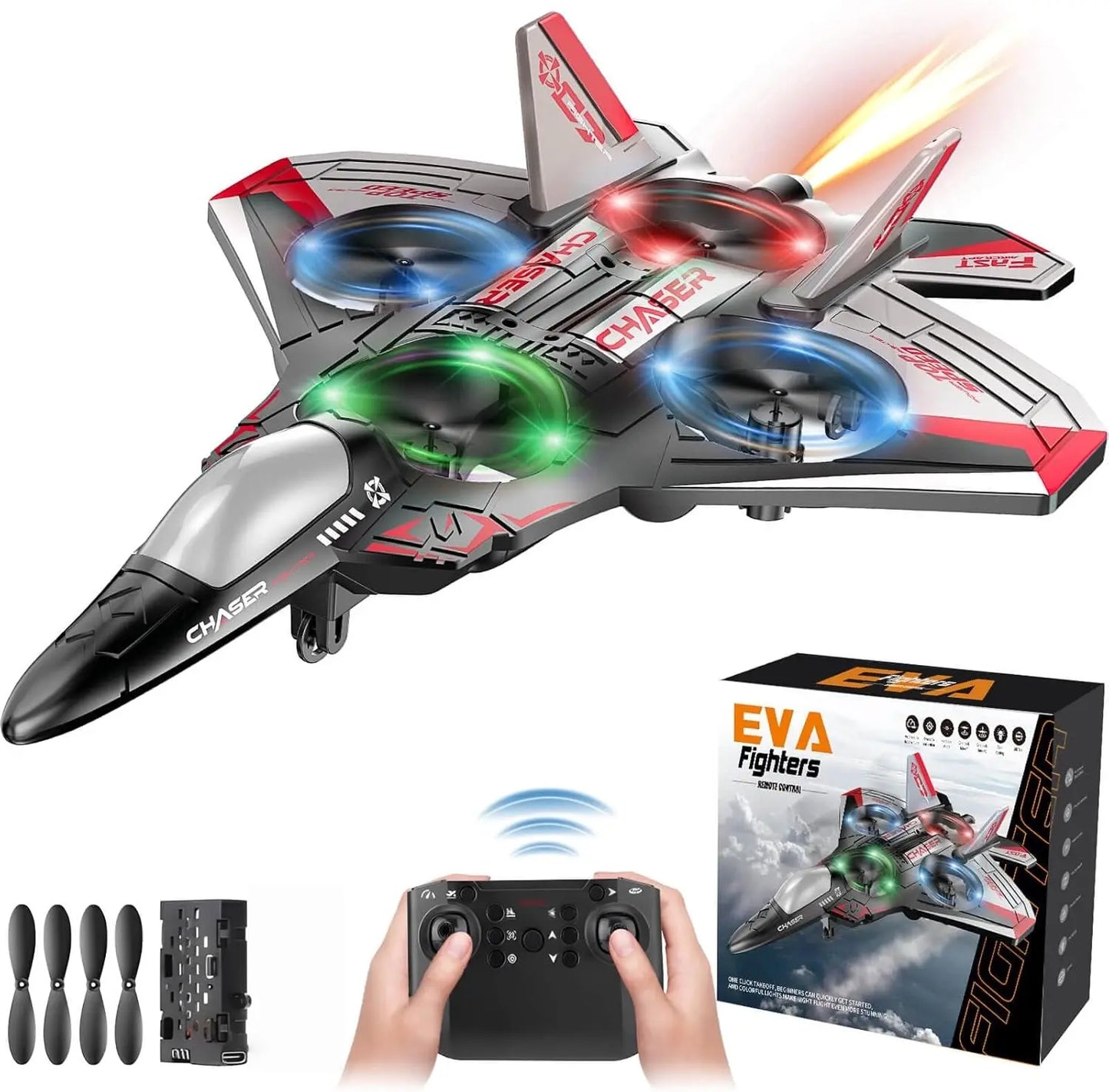 Durable EVA Foam RC Flying Toy Fighter Jet with Multiple Modes, Adjustable Speed, and Stunt Rotation - Ideal for Summer Activities and Gifting