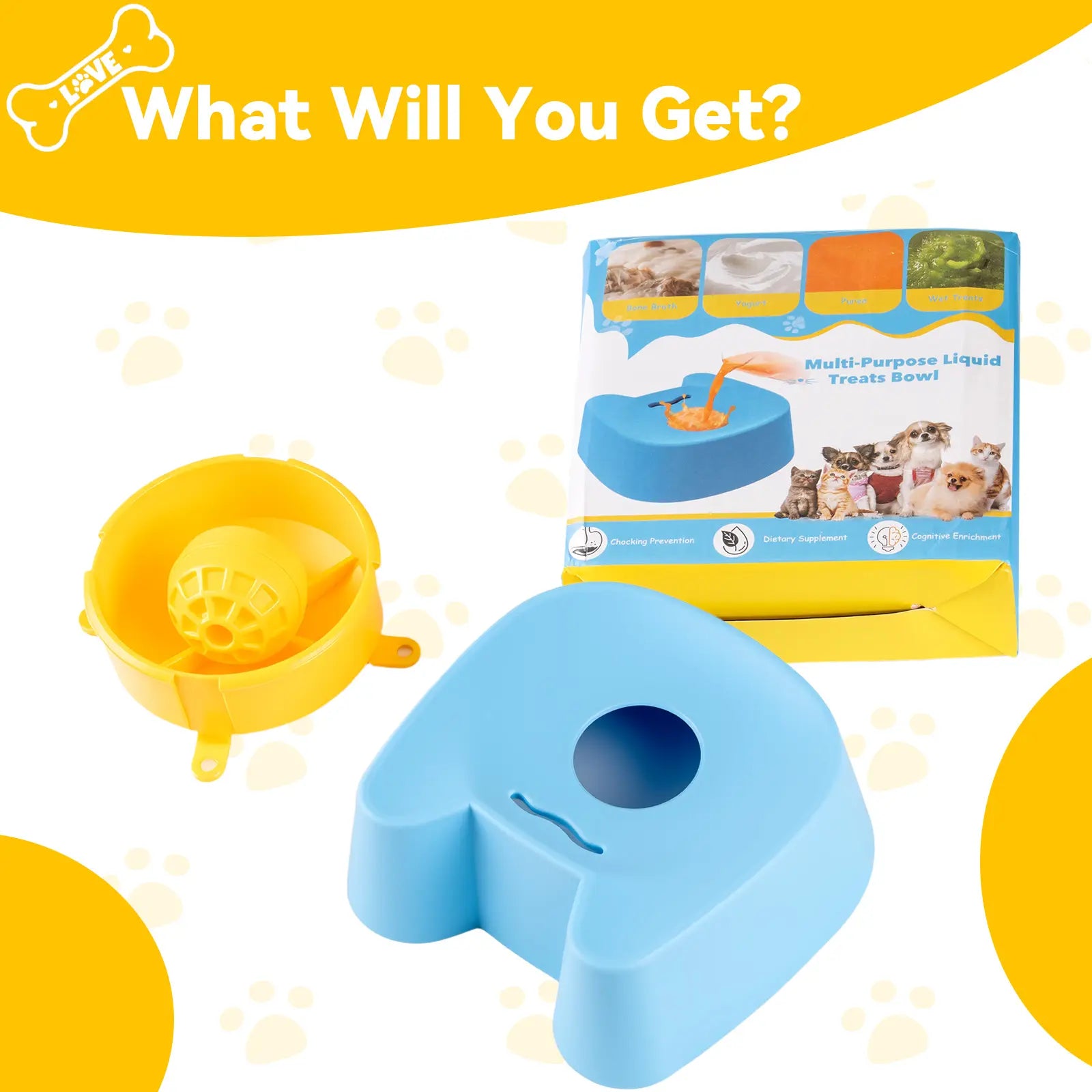 Silicone Slow Feeder Bowl for Dogs - Interactive Non-Skid Design for Liquid Treats, 3/4 Cup Capacity, Ideal for Anxiety Relief and Mess-Free Feeding (Blue) - Mid-Year Promotion