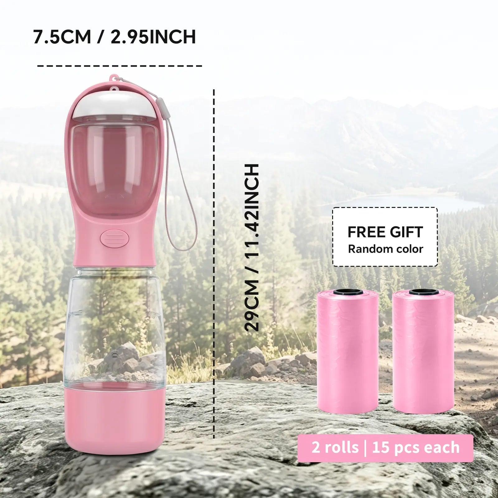 Premium 3-in-1 Portable Dog Water Bottle with Integrated Food Container and Waste Bag Dispenser - Ideal for Hiking and Walking