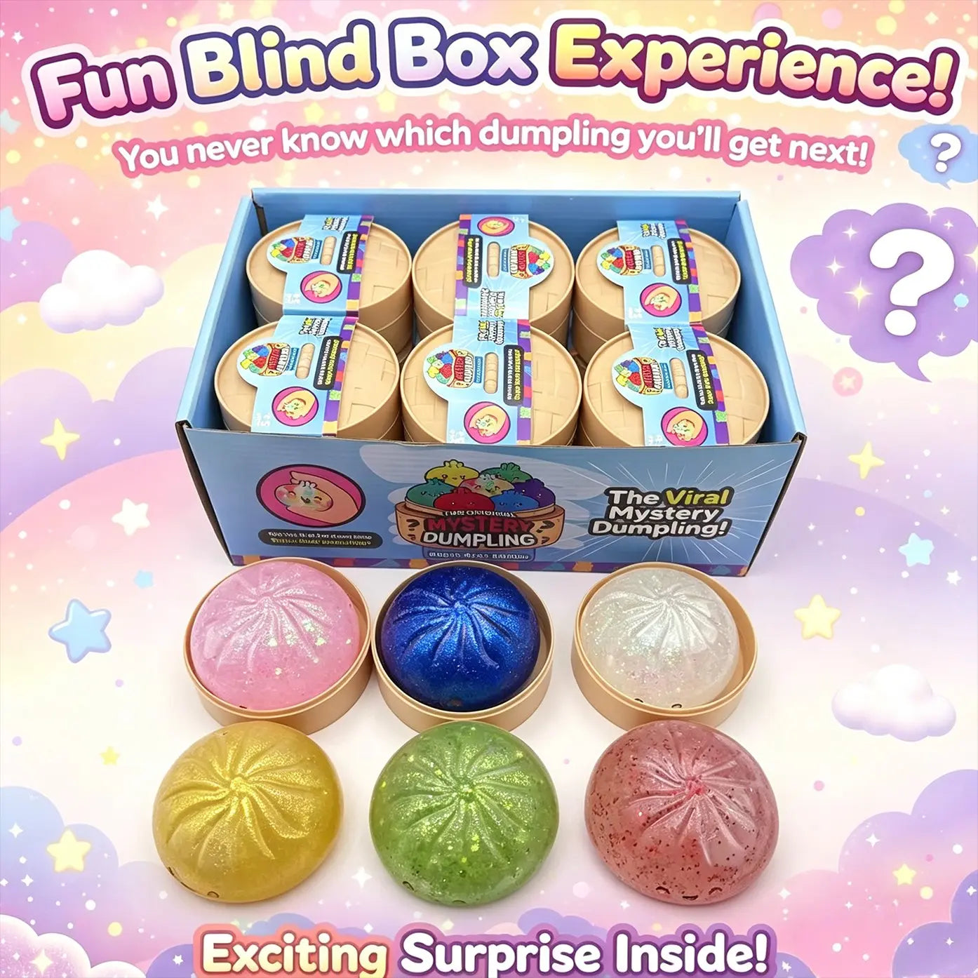 Ultimate Stress Relief Glitter Dumpling Squishy - Premium Soft Sensory Toy