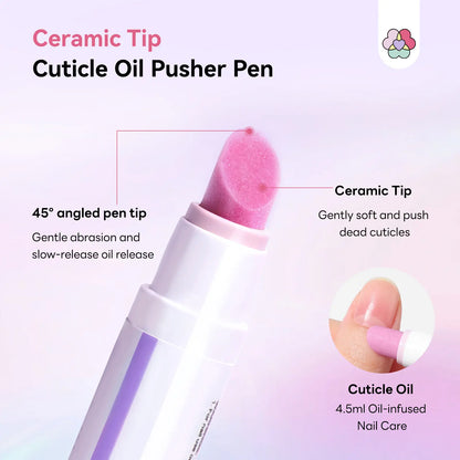 SAVILAND Cuticle Remover Pen Set: 2 Ceramic Cuticle Pushers and 4.5ml Nourishing Cuticle Oil for Enhanced Moisturization and Strengthening
