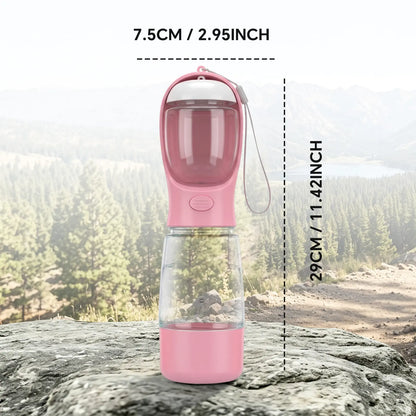 Premium 3-in-1 Portable Dog Water Bottle with Integrated Food Container and Waste Bag Dispenser - Ideal for Hiking and Walking