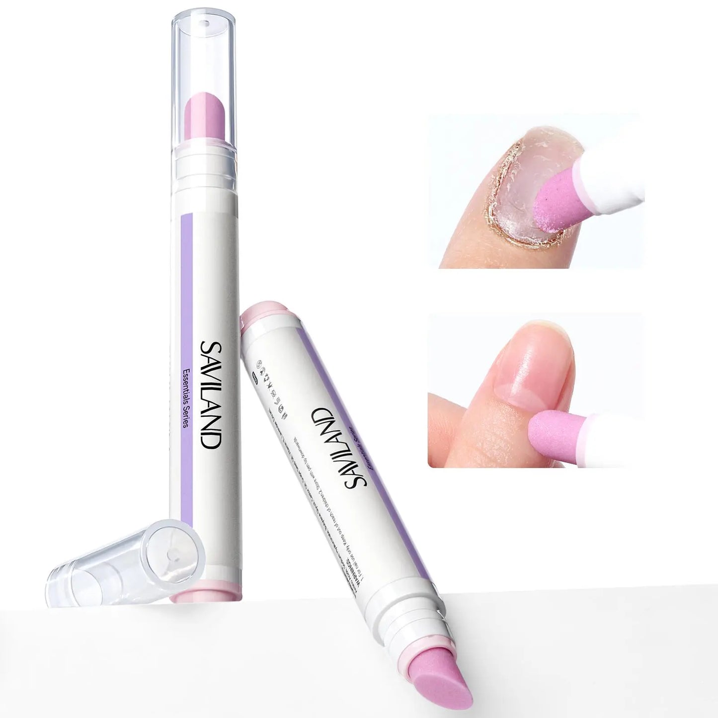 SAVILAND Cuticle Remover Pen Set: 2 Ceramic Cuticle Pushers and 4.5ml Nourishing Cuticle Oil for Enhanced Moisturization and Strengthening